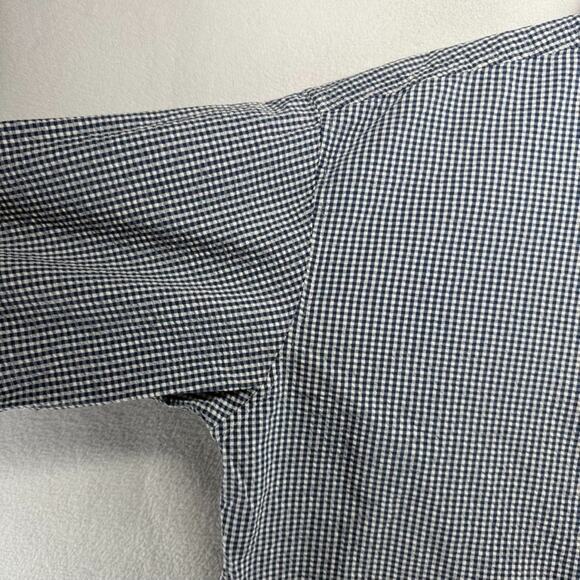 Vintage J Crew Shirt Men's XL Blue White Houndstooth Seer Sucker Oarsman 90s - Picture 3 of 16